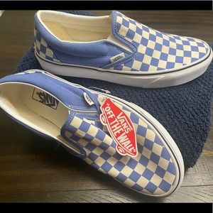Vans Classic Slip On Checkerboard Nebula Blue Men's Skate Shoe Size 9.5 Men/11 W